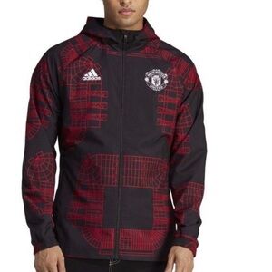 Adidas Black and Red Manchester United Windbreaker